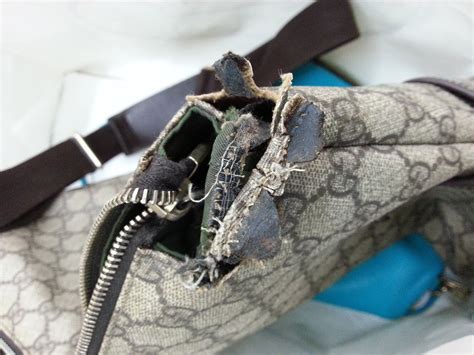 fabric handbags repair frayed corner gucci